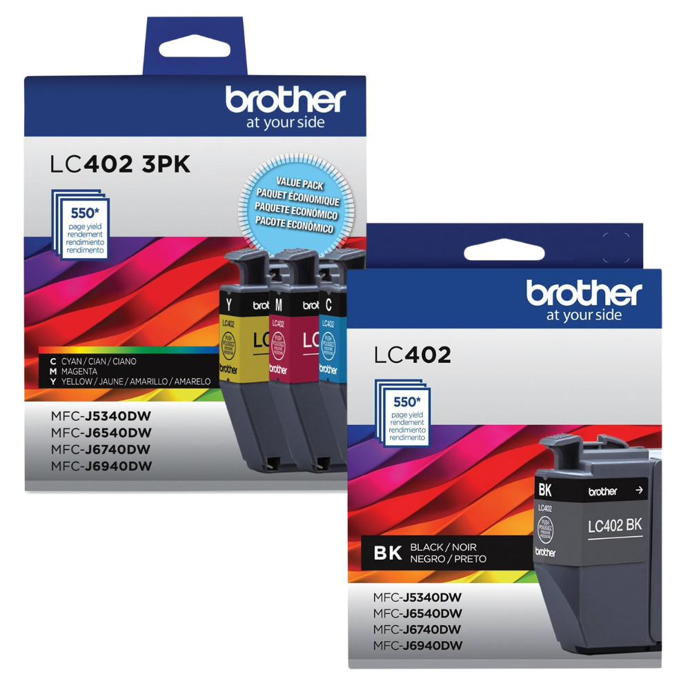 Original Brother Lc-402 4-pack Black, Cyan, Magenta And Yellow Ink Car 