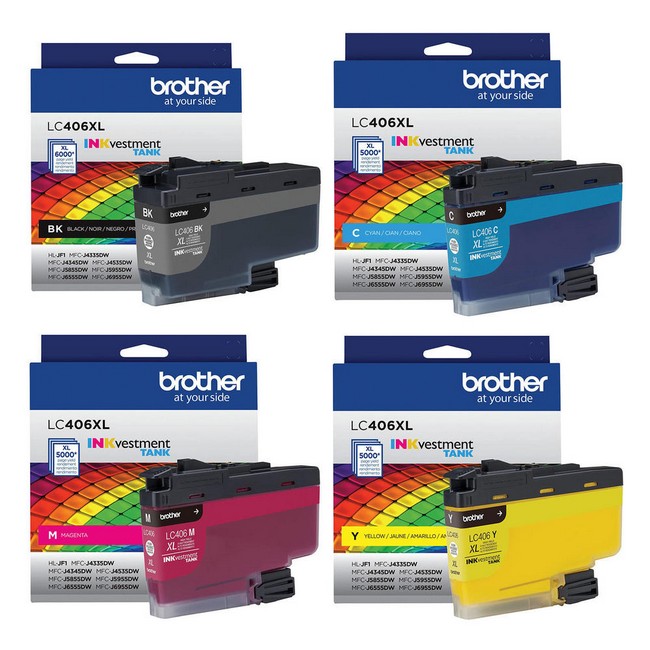 Original Brother LC406XL High Yield Black and Color Ink Cartridges