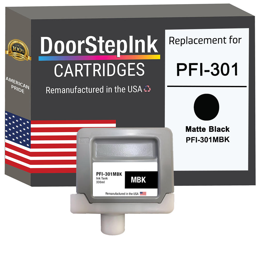 DoorStepInk Brand for Canon PFI-301 330mL Matte Black PFI-301MBK Reman