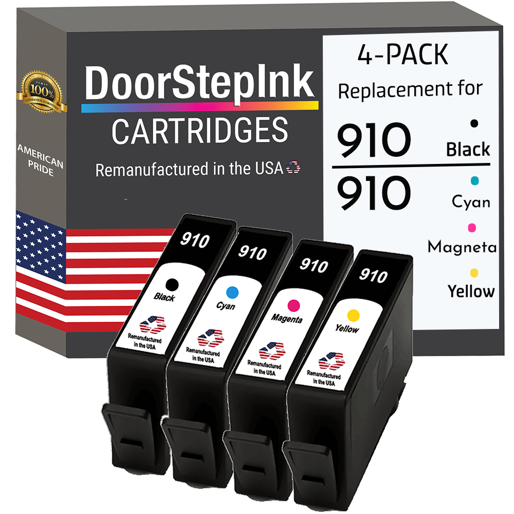 HP 910 Combo 4 packRemanufactured in the USA Ink Cartridges
