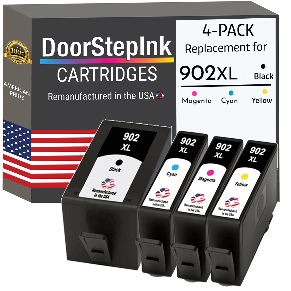 DoorStepInk Brand for HP 950XL 1 Black / 951XL 3 Color 4-pack  Remanufactured in the USA Ink Cartridges