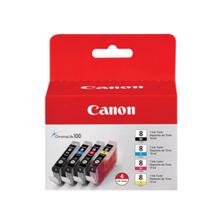 Original Canon CLI-8 Standard Yield Tri-Color (4-Pack) Ink Tank, 0620B010