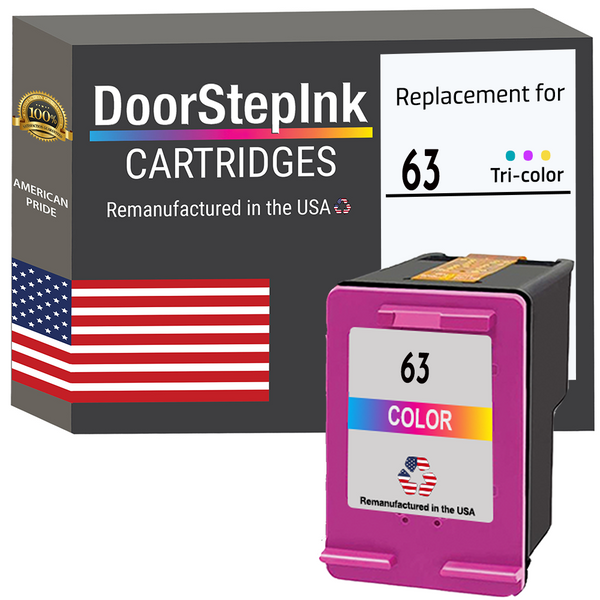 DoorStepInk Brand for HP 63 Color Remanufactured in the USA Ink Cartridges