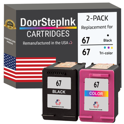DoorStepInk Brand for HP 67 Black / Color Combo Pack Remanufactured in the USA Ink Cartridges