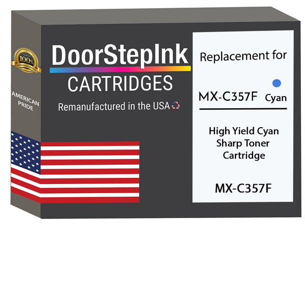 DoorStepInk Brand For Sharp MX-C357F/Sharp MX-C407P High Yield Cyan Remanufactured in the USA Toner Cartridge
