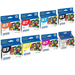 Epson T087 Black and Color Ink Cartridges- 8 Pack