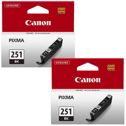 Original Canon CLI-251  Standard Yield Black (2-Pack) Ink Cartridge, 6512B005