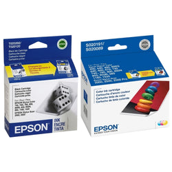 Original Epson S020191, S020108 Black & Color Ink Cartridges