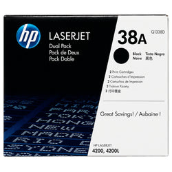 HP 38A Standard-Yield Black LaserJet Dual Pack Toner Cartridge, Q1338D
