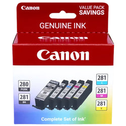 Original Canon PGI-280-(Black ) | CLI-281-(Color) Standard Yield Ink Cartridges,5-Pack