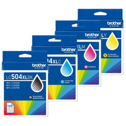 Original Brother LC504XL High Yield Multi-Color (BCMY) Ink Cartridge, 4-Pack