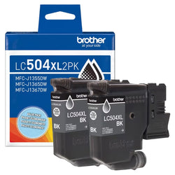 Original Brother LC504XL High Yield Black Ink Cartridge,2-pack
