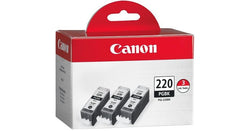 Original Canon PGI-220 3PK Standard Yield Black Ink Cartridge, 2945B004