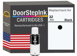DoorStepInk Brand Replacement For HP 32 70ml Black Ink Bottle Made in the USA