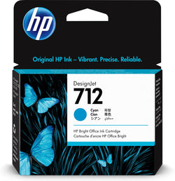 Original HP 712 29ml Standard-Yield Cyan DesignJet Ink Cartridge, 3ED67A