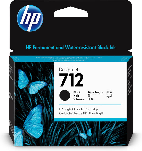 Genuine HP 712 80ml High-Yield Black DesignJet Ink Cartridge, 3ED71A