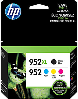 New Genuine HP 952XL Black & 952 Cyan, Magenta, Yellow Ink Cartridge - 4 Pack