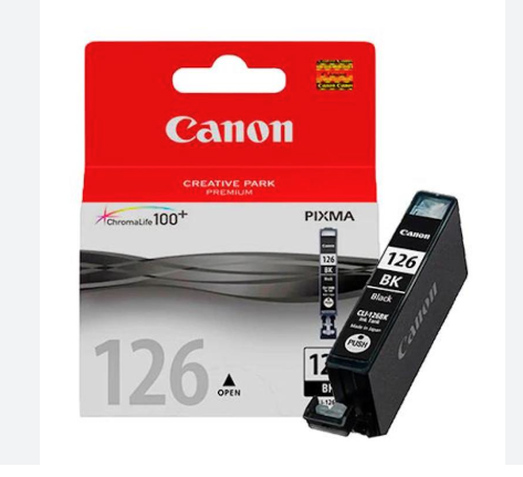 Original Canon CLI-126 Standard Yield Black Ink Cartridge, 4565B001 