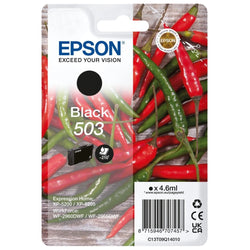 Original Epson 503 Standard Yield Black Ink Cartridge, C13T09Q14010