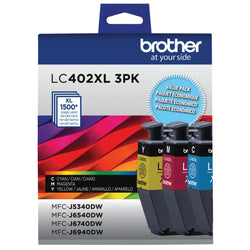 Original Brother LC402XL High Yield Cyan, Magenta and Yellow Ink Cartridges(3-Pack)