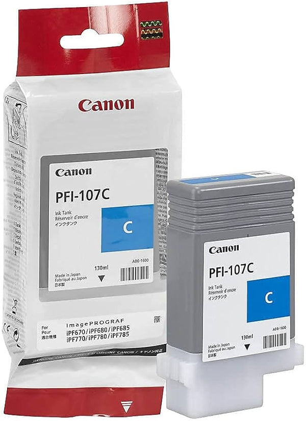 Original Canon PFI-107 130mL Cyan Ink Cartridge