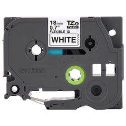 Original Brother P-Touch TZe-FX241, ~3/4" (0.7") Black on White Flexible Cable/Wire Laminated Tape