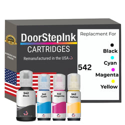 DoorStepInk Brand Replacement For Epson 542 (T542120-BCS) Ultra High Yield Black 130ml, CMY 70ml Ink Multi-Color Bottle Made in the USA