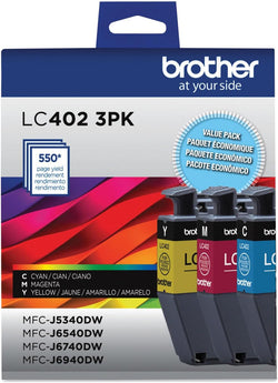 Original Brother LC402 3-Pack Cyan, Magenta and Yellow Ink Cartridges
