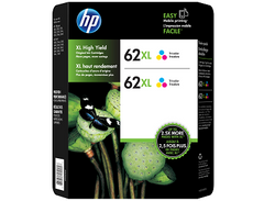 HP 62XL (C2P07AN) Tri-Color Ink Cartridge - Twin Pack
