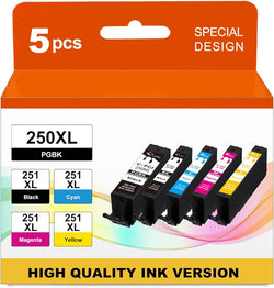 Original Canon PGI 250XL (Black) /CLI-251XL (Tri-Color) Ink Cartridge, 6432B011-Pack of 5
