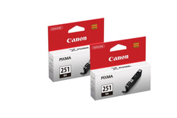 Original Canon CLI-251 Standard Yield Black (2-Pack) Ink Cartridge, 6512B005