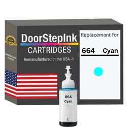 DoorStepInk Brand Replacement For Epson 664 (T664220-S) 70ml Cyan High Yield Ink Bottle Made in the USA, T664220-S