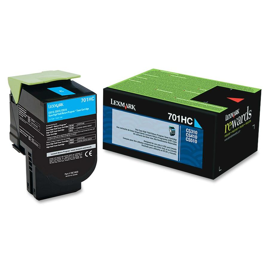 Lexmark CS310, CS/CX410, 510 High Yield Cyan Toner Cartridge, 701HC ...