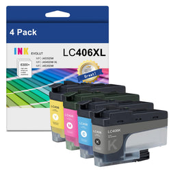 Original Brother LC406XL High Yield Black and Color Ink Cartridges-4 pack