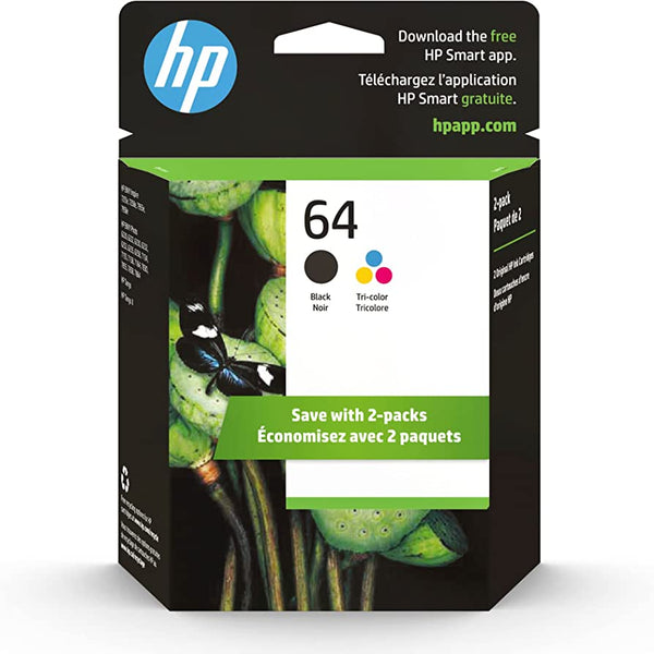 Original HP 64 Black and Tri-Color Ink Cartridge-2 Pack
