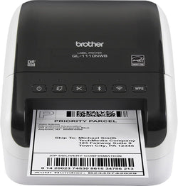 Original Brother QL-1110NWB Wide Format, Postage and Barcode Professional Thermal Monochrome Label Printer with Wireless Connectivity