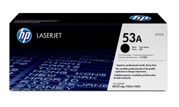 HP 53A Standard Yield Black LaserJet Toner Cartridge, Q7553A