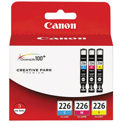 Original Canon CLI-226 (3-Pack) Standard Yield Tri-Color Ink Cartridge, 4547B005