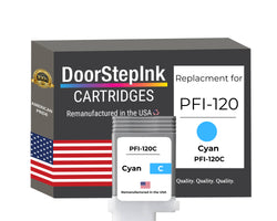 DoorStepInk Brand for Canon PFI-120C Cyan Remanufactured in the USA Ink Cartridge, 2886C001