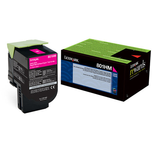 Orignal Lexmark 800HM High Yield Magenta Toner Cartridge, 80C0HMG