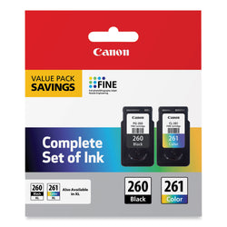  Original Canon PG-260/CL-261 Standard Yield Black & Color Ink Cartridge, 3706C005