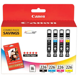 Original Canon CLI-226 (4-Pack) Standard Yield Tri-Color Ink Cartridge, 4546B007