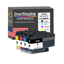 DoorStepInk Brand for Brother LC406XL High Yield 4-pack Remanufactured in the USA Inkjet Cartridges
