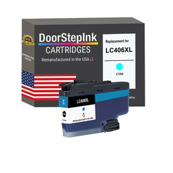 DoorStepInk Brand for Brother LC406XL High Yield Cyan Ink Cartridge Remanufactured in USA Inkjet Cartridge