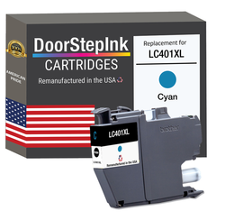 DoorStepInk Brand for Brother LC401XL Cyan High Yield Remanufactured in USA Inkjet Cartridge