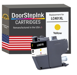 DoorStepInk Brand for Brother LC401XL Yellow High Yield Remanufactured in USA Inkjet Cartridge