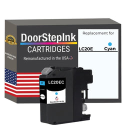 DoorStepInk Brand for Brother LC20E Cyan Extra High Yield Remanufactured in USA Inkjet Cartridge, LC20EC
