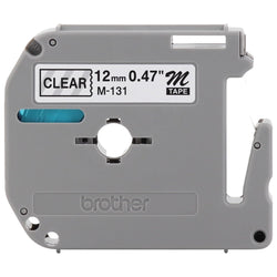 Brother Genuine P-Touch M-131 Tape, 1/2" (0.47") Standard P-Touch Tape, Black on Clear, for Indoor Use, Water Resistant, 26.2 Feet (8M), Single-Pack