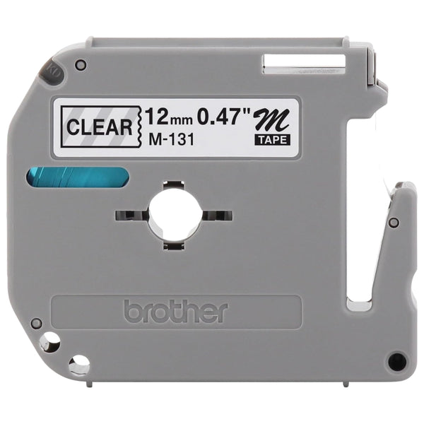 Brother Genuine P-Touch M-131 Tape, 1/2" (0.47") Standard P-Touch Tape, Black on Clear, for Indoor Use, Water Resistant, 26.2 Feet (8M), Single-Pack