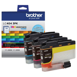 Brother LC404 Standard-Yield Cyan, Magenta, and Yellow Ink Cartridges, LC404 3-Pack